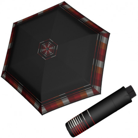 Doppler Fiber Havanna AFTERGLOW - dámský skládací deštník, černá, geometrický / abstraktní