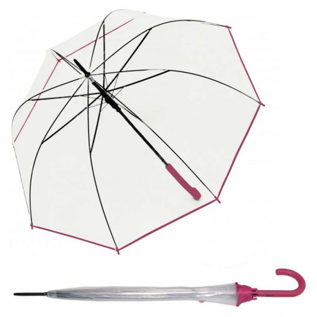 Derby Hit Long Automatik Transparent - průhledný dámský vystřelovací holový deštník