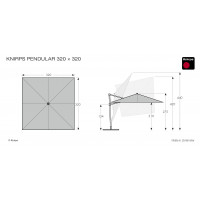 KNIRPS 320 x 320 - luxusní výkyvný zahradní slunečník s boční tyčí