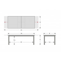 FIRENZE - rozkládací hliníkový stůl 180/240x90x75 cm