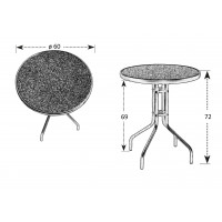 RAINBOW - ocelový stůl s keramickou deskou kulatý Ø 60cm