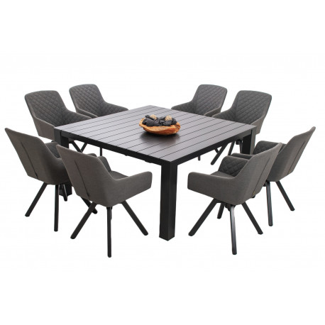 Luxusní zahradní souprava 8+1 Doppler PRATO PARIS OTOČNÉ ŠEDÉ
