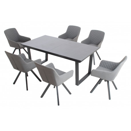 Luxusní zahradní souprava 6+1 Doppler LIVORNO PARIS OTOČNÉ ŠEDÉ