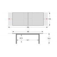 LIVORNO - zahradní rozkládací stůl 180/240 x 100 x 75,5 cm