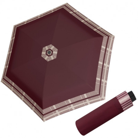 Doppler Fiber Havanna Timeless Red Hahnentritt - dámský skládací deštník