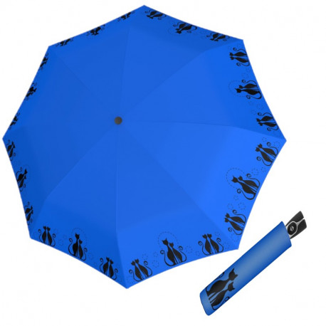 Doppler Fiber Magic Cats Family Blue  - dámský plně automatický deštník