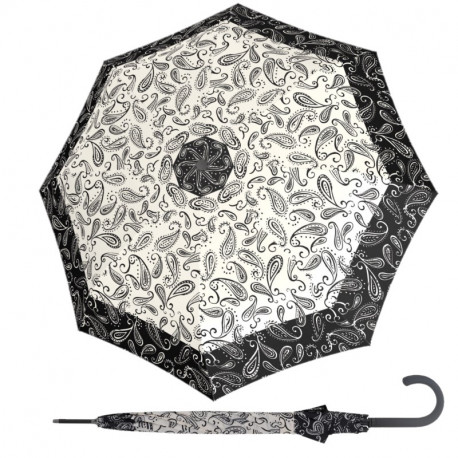 Doppler Fiber Flex AC Black&White Paisley - dámský holový vystřelovací deštník