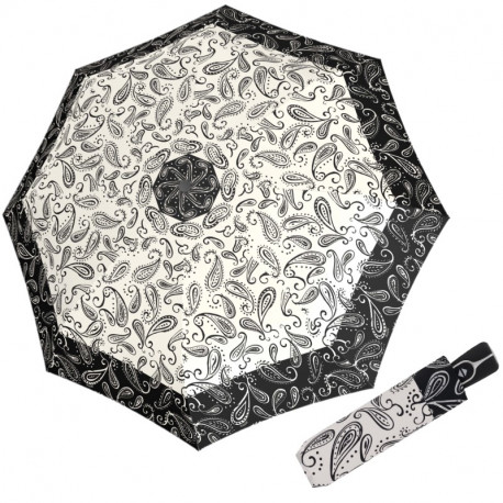 Doppler Fiber Magic Black&White Paisley - dámský plně automatický deštník