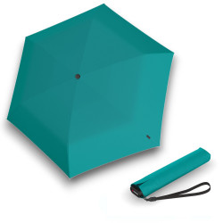 KNIRPS US.050 TURQUOISE WITH BLACK - lehký dámský skládací plochý deštník