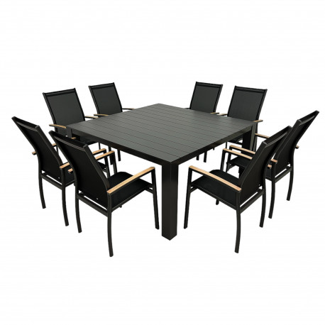 Moderní hliníková zahradní souprava 8+1 Doppler PRATO EXPERT WOOD