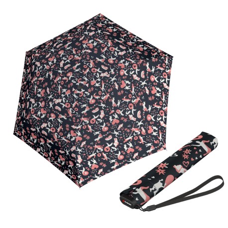 Knirps Knirps US.050 ultra light slim manual embracing black  - lehký dámský skládací plochý deštník