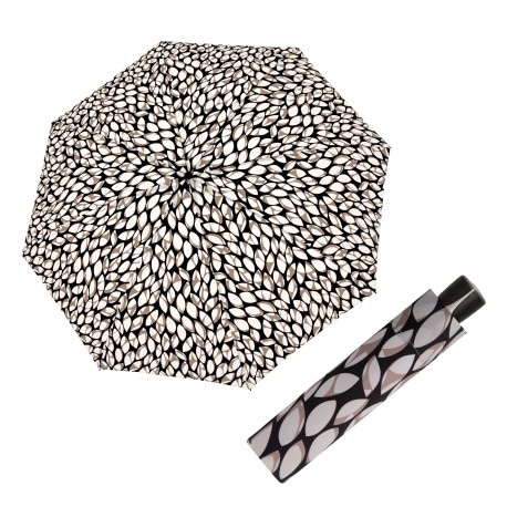 Doppler Fiber Mini Leaves taupe - dámský skládací deštník