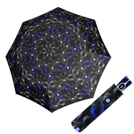 Doppler Fiber Magic Sofia - dámský plně automatický deštník, černá, modrá se vzorem