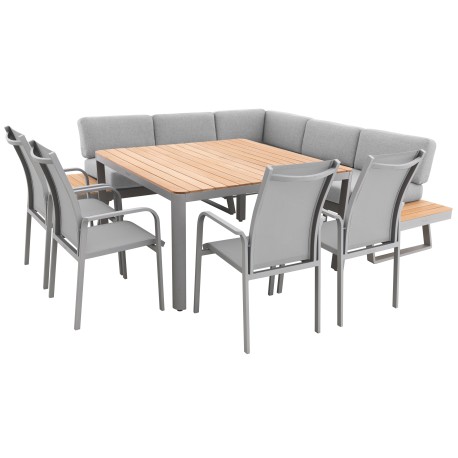 Doppler EXPERT PLUS AVERSA TEAK - zahradní 7-dílná hliníková jídelní souprava