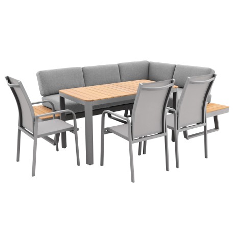 Doppler EXPERT PLUS AVERSA TEAK - zahradní 6-dílná hliníková jídelní souprava