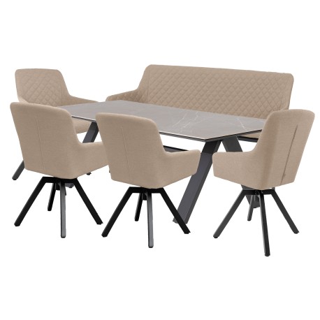 Doppler NOVA PARIS otočná mocca – luxusní zahradní souprava s lavicí 4+1+1