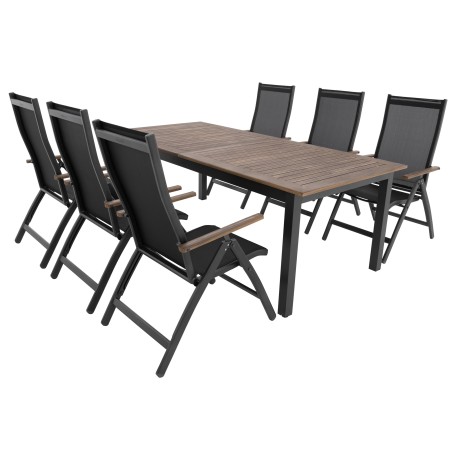 Doppler EXPERT WOOD Plus - zahradní hliníková sedací souprava 6+1