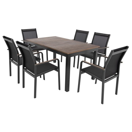 Doppler EXPERT WOOD Plus - zahradní hliníková sedací souprava 6+1