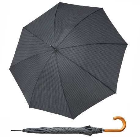 Doppler Stockholm Automatic - pánský holový vystřelovací deštník, šedá, káro / kostka