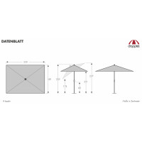 EXPERT 220 x 140 cm - naklápěcí zahradní slunečník s klikou