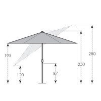 ACTIVE 300 cm - naklápěcí slunečník s LED osvětlením