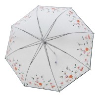 Fiber Long AC Transparent Floral Dreams - dámský holový vystřelovací deštník