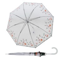 Fiber Long AC Transparent Floral Dreams - dámský holový vystřelovací deštník