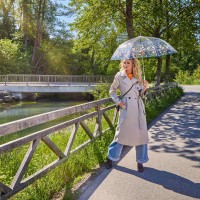 Fiber Long AC Transparent Floral Dreams - dámský holový vystřelovací deštník