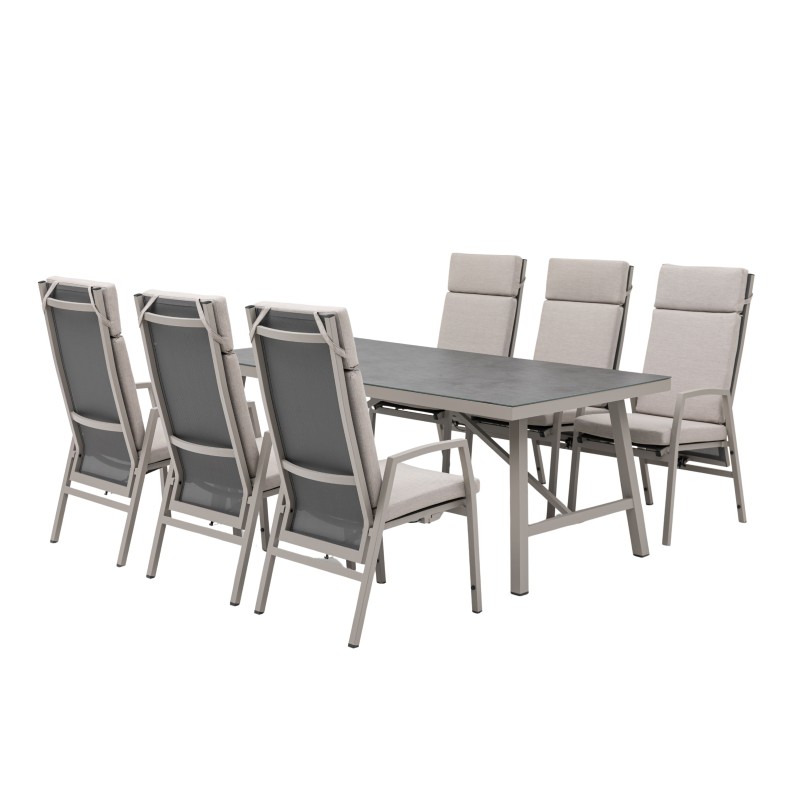 ARCTIC mocca - zahradní 7-dílná jídelní souprava