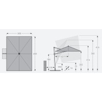 LIFE 300 x 400 cm – výkyvný zahradní slunečník s boční tyčí