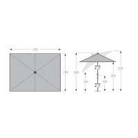 LIFE 250 x 200 cm - naklápěcí slunečník s klikou