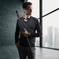 KNIRPS T.900 EXTRA LONG BLACK - pánský holový vystřelovací deštník