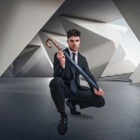 KNIRPS S.770 LONG PRINTS CHECK - pánský holový deštník