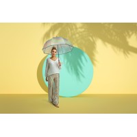 Knirps C.760 Stick Transparent Stardust Agave - průhledný dámský holový deštník