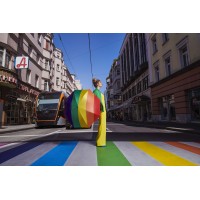 Modern Art Pride Rainbow - holový vystřelovací deštník