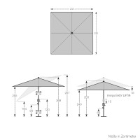 KNIRPS PHOENIX 245 x 245 cm - zahradní středový slunečník
