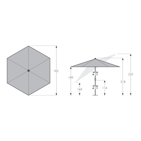 Doppler LIFE 180 cm - naklápěcí slunečník s klikou : Desén látky - 840 (obrázek 8)