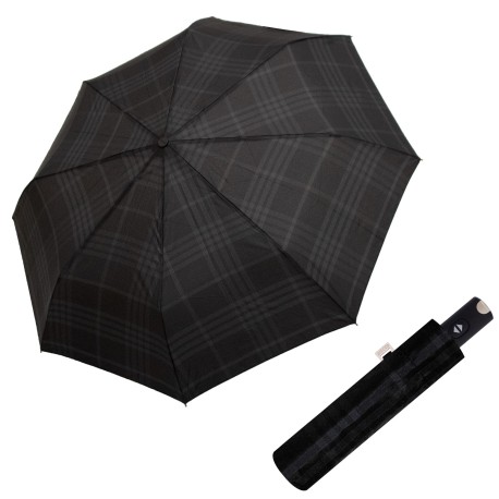 Doppler Carbonsteel Magic woven check black grey - pánský plně automatický deštník