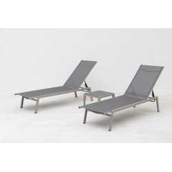 Mare set lehátek + stůl, mocca/ šedá