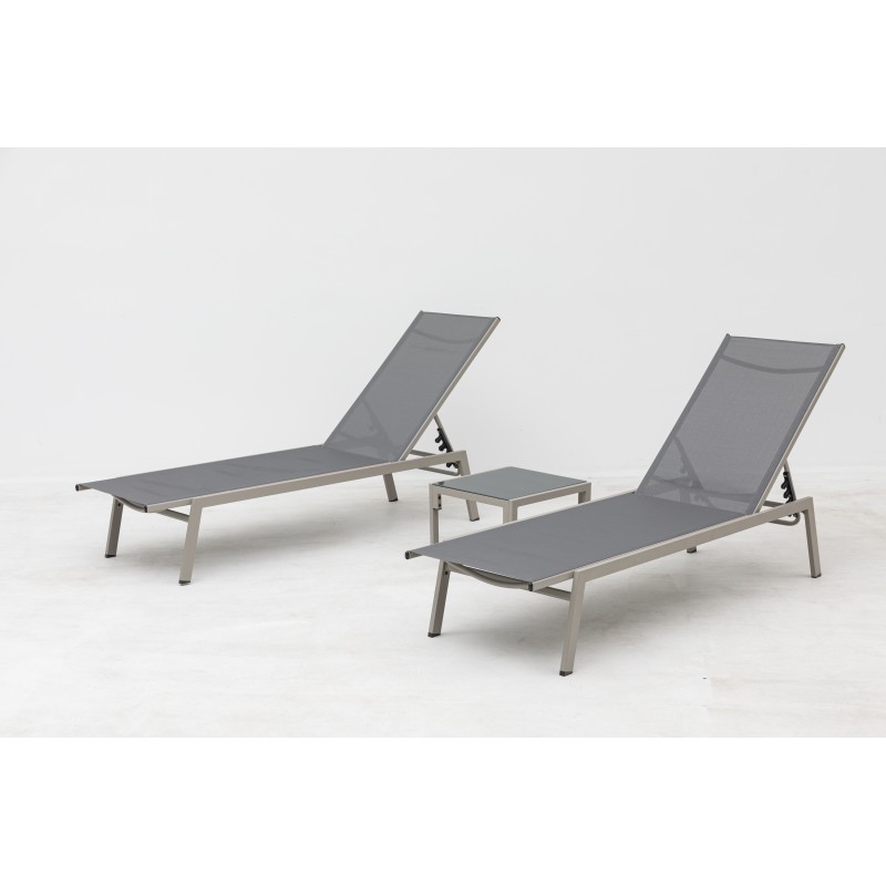 Mare set lehátek + stůl, mocca/ šedá