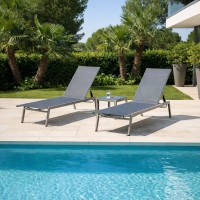 Mare set lehátek + stůl, mocca/ šedá