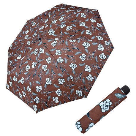Derby Hit Mini  Flowers Brown- dámský skládací deštník