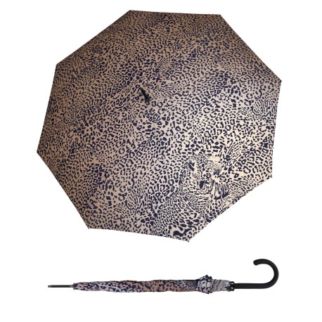 Doppler Fiber Flex Long AC Imperial Leopard - dámský holový vystřelovací deštník