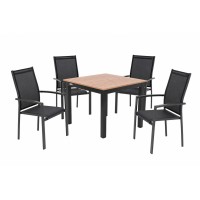 EXPERT WOOD Antracit - zahradní hliníková sedací souprava 4+1