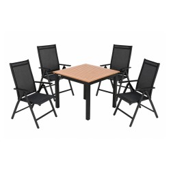 EXPERT WOOD Antracit - zahradní hliníková souprava polohovací 4+1