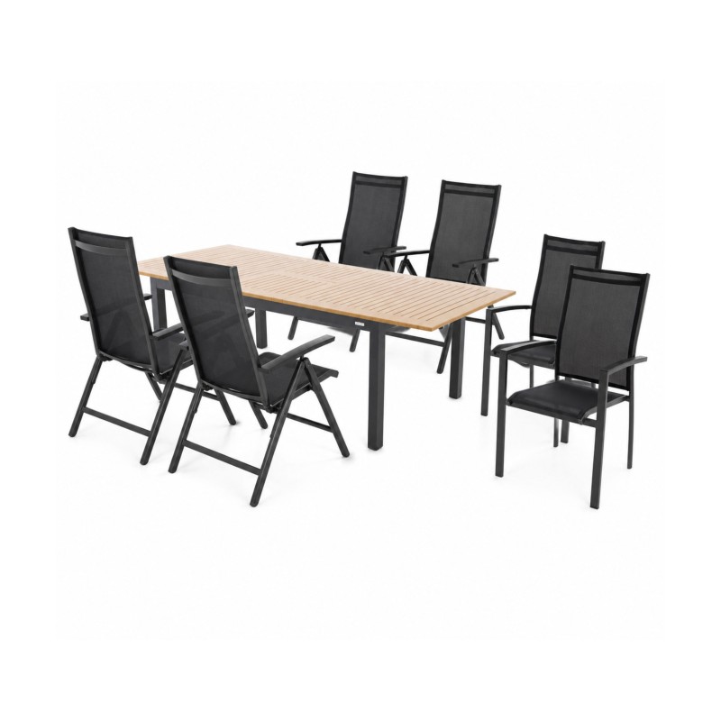 EXPERT WOOD Antracit - zahradní hliníková souprava polohovací 4+1