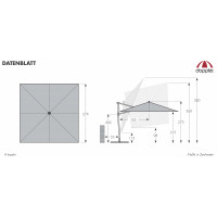 DERBY DX 280 x 280 cm – zahradní slunečník s boční nohou