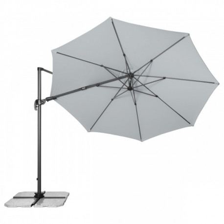 Velký zahradní výkyvný slunečník s boční tyčí Derby RAVENNA 330 cm- světle šedý