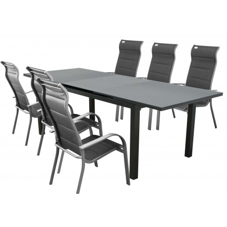 Hliníková sedací souprava 6+1 Doppler FIRENZE MIAMI šedá