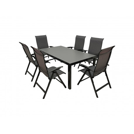 Hliníková sedací souprava 6 + 1 Doppler LUNA YELMO ALU